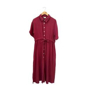 NEW EASEL women's button up gauze dress in raspberry
